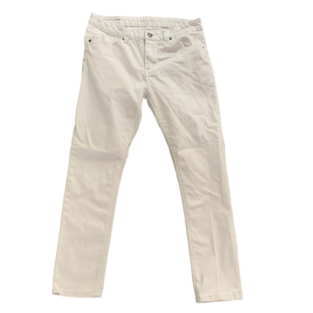 Carbon Brushed Cotton Off-White Skinny Flex Pants 32-1/2" x 28-1/4" #137i